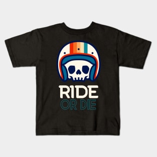 Biker Skull Retro Motorcycle Kids T-Shirt